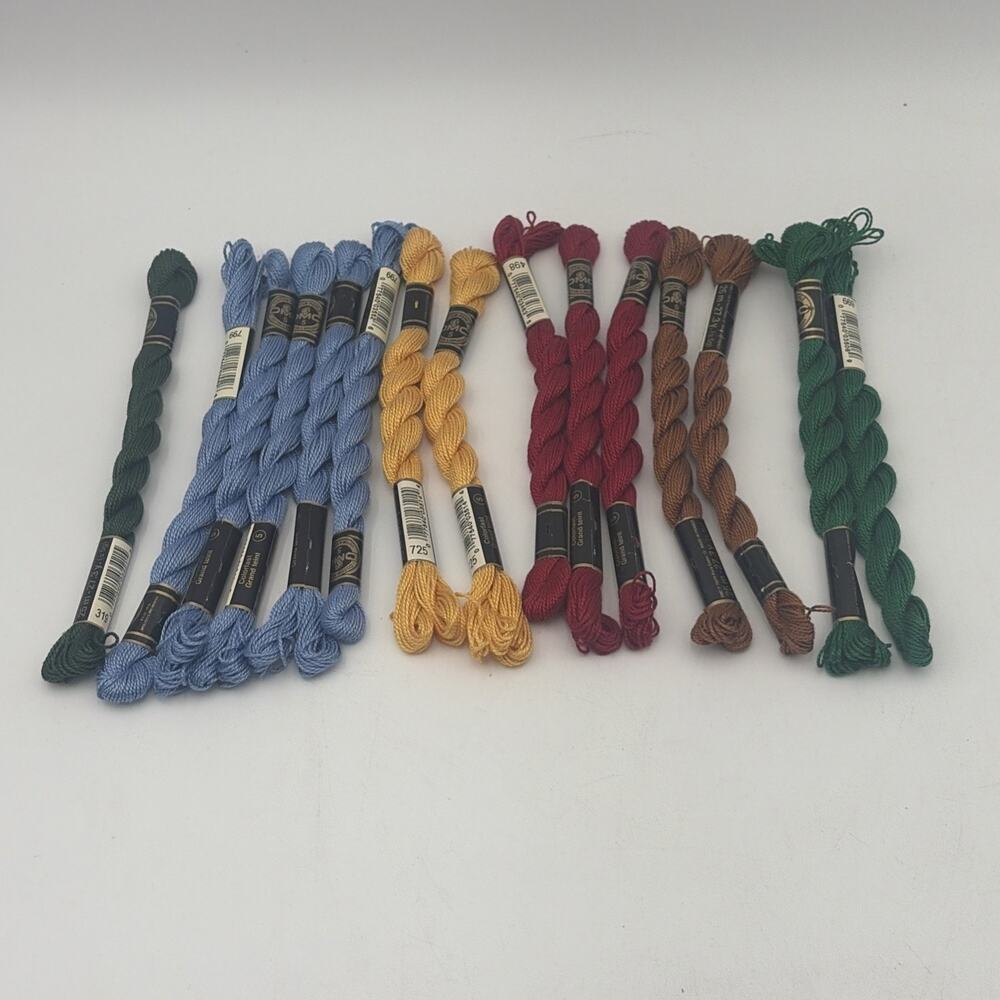 DMC #5 Perle Cotton Thread assorted colors Needlepoint Embroidery lot 15 SKEINS